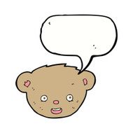 cartoon teddy bear face with speech bubble N12