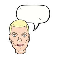 cartoon serious male face with speech bubble N9