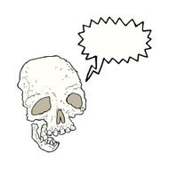 cartoon ancient spooky skull with speech bubble N5