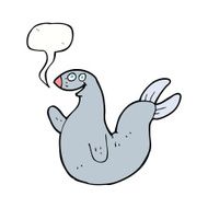 cartoon happy seal with speech bubble N17