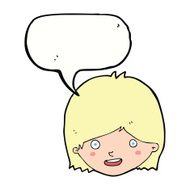 cartoon happy female face with speech bubble N161