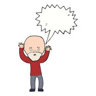 cartoon bearded man panicking with speech bubble N9