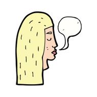 cartoon female face profile with speech bubble N9