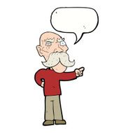 cartoon annoyed old man pointing with speech bubble N9