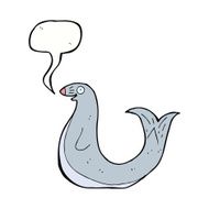 cartoon happy seal with speech bubble N18