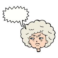 cartoon bitter old woman with speech bubble N17