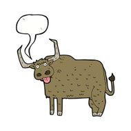 cartoon hairy cow with speech bubble N8