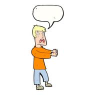 cartoon terrified man with speech bubble N188