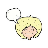 cartoon happy female face with speech bubble N162