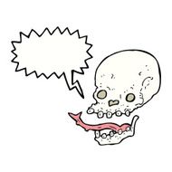 cartoon spooky skull with speech bubble N128