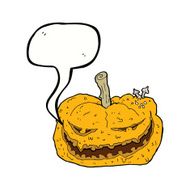 cartoon halloween pumpkin with speech bubble N14