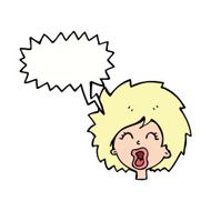 cartoon woman screaming with speech bubble N9