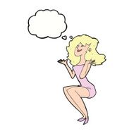 cartoon attractive woman sitting with speech bubble N9