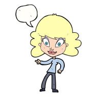 cartoon woman pointing with speech bubble N192
