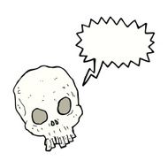 cartoon spooky skull with speech bubble N129