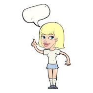 cartoon pretty girl with idea speech bubble N26