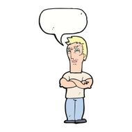 cartoon annoyed man with folded arms speech bubble N18