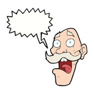 cartoon frightened old man with speech bubble N29