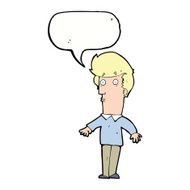 cartoon startled man with speech bubble N41