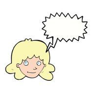 cartoon happy female face with speech bubble N164