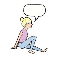 cartoon woman sitting with speech bubble N17