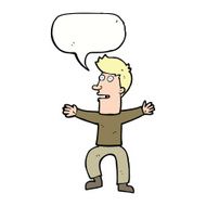 cartoon startled man with speech bubble N42