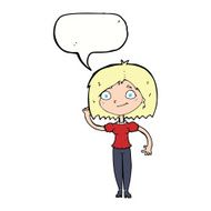 cartoon woman waving with speech bubble N297