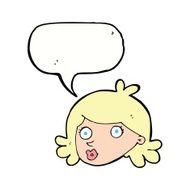 cartoon pretty face with speech bubble N9