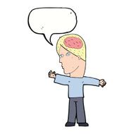 cartoon man with brain speech bubble N9