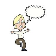 cartoon panicking man with speech bubble N17