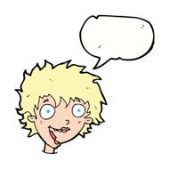 cartoon crazy excited woman with speech bubble N17
