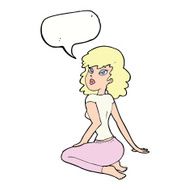 cartoon pretty woman with speech bubble N237