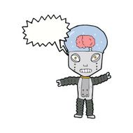 cartoon future robot with speech bubble N9