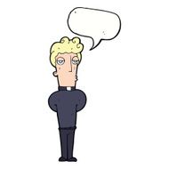 cartoon priest with speech bubble N9