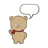 cartoon bear waving with speech bubble
