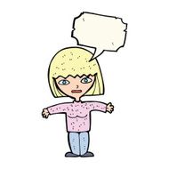 cartoon woman with open arms speech bubble N89
