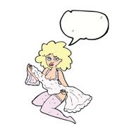 cartoon woman changing with speech bubble N9