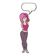 cartoon attractive girl with speech bubble N17
