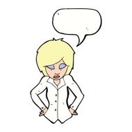 cartoon woman with hands on hips speech bubble N192