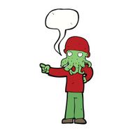 cartoon alien monster man with speech bubble N17