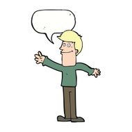 cartoon happy man waving with speech bubble N36