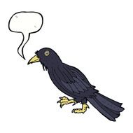 cartoon crow with speech bubble N12