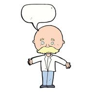 cartoon bald man with open arms speech bubble N9