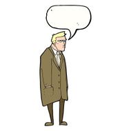 cartoon bad tempered man with speech bubble N9