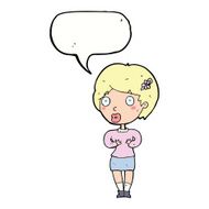 cartoon surprised woman with speech bubble N215
