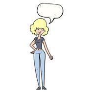 cartoon pretty woman with speech bubble N238