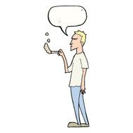 cartoon annoyed smoker with speech bubble N8