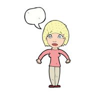 cartoon surprised woman with speech bubble N216