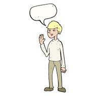 cartoon waving man with speech bubble N35