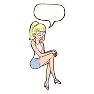 cartoon pretty woman with speech bubble N239